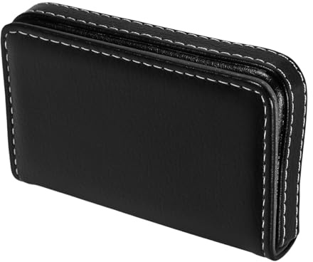 MAGICLULU Boîte à Cartes de Visite en Acier Inoxydable Noir Fermeture Magnétique Porte-cartes Bureau Compact et Robuste Organiseur pour Cartes D'identité Usage Professionnel et Quotidien