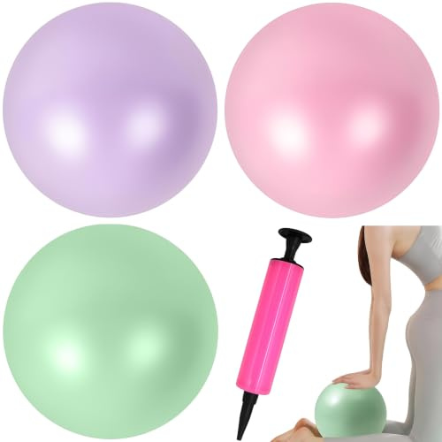 PIKABOOM 3 stycken gymnastikboll, 25 cm, set med luftpump för yoga, pilatesträning