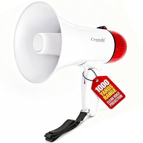Crystals 10W Portable Megaphone Loud Speaker and Siren Record Play with Strap & Pistol Grip USB Audio Player