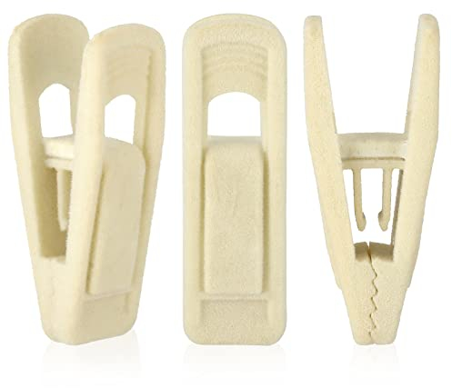 Tinfol Samt Kleiderbügel Clips, 24 Pack Beige Hosen Samt Clips, Kleiderbügel Clip, Starke Finger beflockt Clips Perfekt für den Einsatz mit Slim-line Kleiderbügel Samt