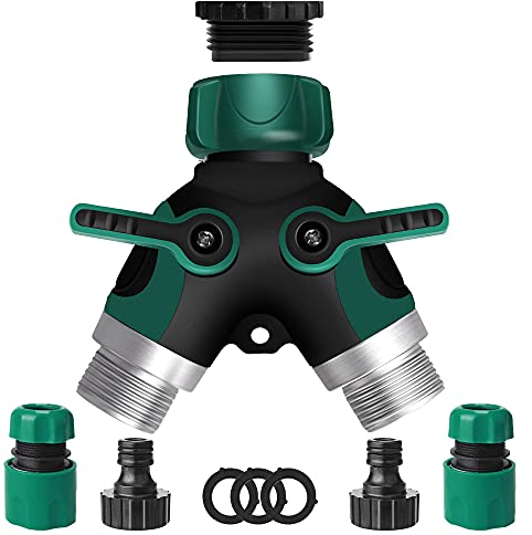 Heavy Duty 2 Way Garden Hose Y Splitter - Quick Hose End Connector for Water Pipe