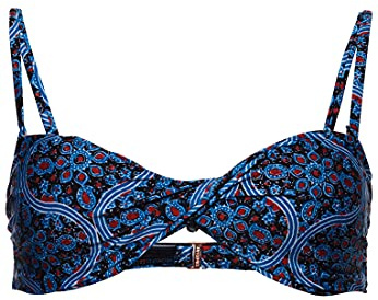 Superdry Conjunto de Bikini Boho Twist Bandeau Top para Mujer, Paisley Block Print Navy, M