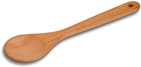 5x HOFMEISTER® Servier-Löffel aus Kirsch-Holz, 25,5 cm, hitzebeständig, antibakteriell & ohne Plastik, Keine Kratzer im Topf, runder Rührlöffel aus Europa, zum Kochen & Backen