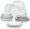 MALACASA Dinner Set with Black Rim, 24-Piece Ivory White Porcelain Plates and Bowls Set Dinnerware Set with 6-Piece Dinner Plate/Soup Plate/Side Plate/Cereal Bowl, Service for 6, Series Elisa
