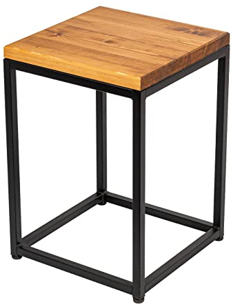 Loftie Schemel aus Holz, Sitzhocker, Hocker, Beistellhocker, Hocker, Fußablage Sitzhocker, Rückenfrei, Keine Montage erforderlich, Industrie-Design, Modern (Quadrat-Form 50 cm Höhe, Hellbraun)