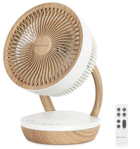 MYCARBON leise Ventilator 20dB DC Motor 1850m³/h Luftmenge 8 Stufe ECO Modus Ventilator 3D Luftumwälzer für 30m² Schlafzimmer Turbo Tischventilator 8h Timmer