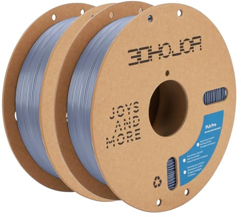3DHoJor PLA Pro (PLA+) Filament 1.75mm 3D Printing Filament PLA+ 1kg*2 (4.4lbs) Bundle Cardboard Spool Dimensional Accuracy +/- 0.03 mm, 2Pack Gray