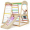 RELAX4LIFE Set di Arrampicata Multifunzione, Parco Giochi in legno Massello con Scivolo, Centro Attività da Interno, per Bambini 1 a 5 Anni (205x112x120 cm, Colorato)
