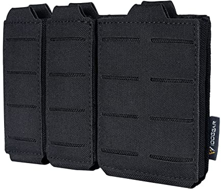 IDOGEAR Taktisk 5,56 mm magasinväska för gevär och dubbel 9 mm pistolmagasinväska Öppen topp med snabbkoppling MOLLE-kompatibel (Black)