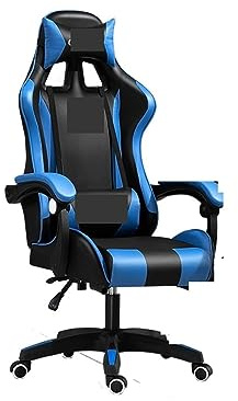 PLJKIHED Computerstuhl, Computerstuhl, Gaming-Stuhl, Leder, Bürodrehstuhl, Möbel, Gamerstuhl, Stuhl (Farbe: Blau) Stabilize