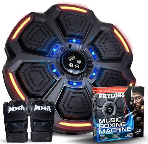Music Boxing Machine, Home Gym Equipment for Women, Kickboxing Gifts for Teens, Girls & Adults, Wall Punching Pad, Light Up Wall Target, Kids Exercise Equipment, Musical Boxing Machine with Gloves
