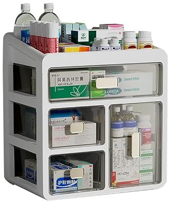 Liwankaqi Conservazione dei farmaci, scatola di medicina con 4 cassetti in plastica medica contenitore per la casa ufficio Dorm