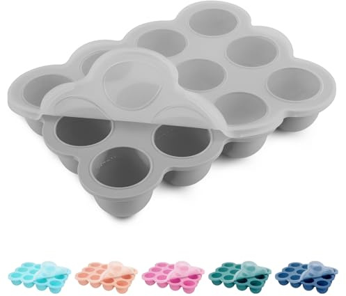 Contenitore per alimenti per bambini in silicone, con coperchio in silicone, senza BPA, perfetto per alimenti fatti in casa, verdure, cubetti di ghiaccio, purea di frutta e latte materno