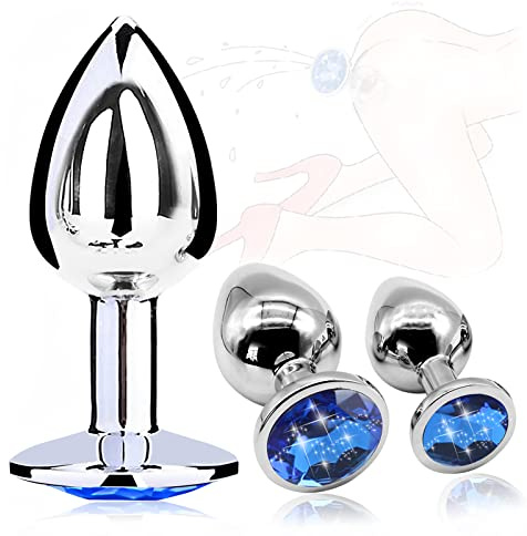 3 Pezzi Metallo Anale Butt Plug Set Buttplug Anal Plug Analisi Anale-Dilatatore di Giocattoli Anal Amal Plugs Grandi Analessex Toy di Allenamento per Uomo e Donne Grande Piccolo (Blu)