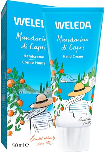 WELEDA Bio Mandarino di Capri Handcreme vegan - Naturkosmetik Handpflege Creme pflegt Hände weich und geschmeidig. Natürliche Pflegecreme mit Mandarine/Rosmarin Duft für trockene Hände (1x 50ml)