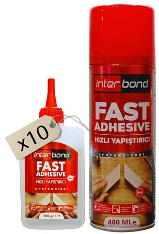 Interbond superlim extra stark 100 g med aktivator spraylim 400 ml spray 10-pack universallim set för professionella reparationer – perfekt för material som plast, metall, trä och keramik