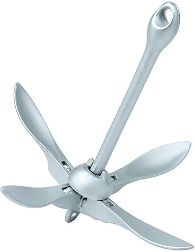 SALACIA Ancla Rezon 3,2 kg Plegable de Acero Galvanizado para Embarcaciones con 4 Garras Antideslizantes para Neumática y Barco. Compacta y Segura con Punta Redondeada