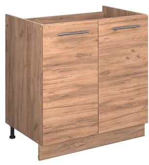Vicco Spülenunterschrank Fame-Line, Goldkraft Eiche, 80 cm ohne Arbeitsplatte, zur Kombination mit weiteren Modulen der Fame-Line Serie