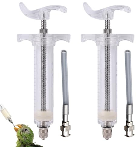 2Pcs Baby Bird Feeding Syringe, 50ml Plastic Bird Feeding Syringe with Curved Tubes Used for Pet Sick Parrot Feed Milk or Medicine