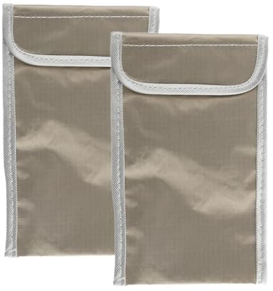wellrun 2Pack EMF Shielding Phone Cases,Faraday Bag,Anti-Radiation Signal Blocker Shield Sleeves,RF GPS RFID Privacy Covers,18.5 x 11 cm Brown