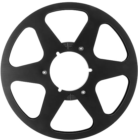 Jiawu Tom Bandrulle, 1/4 10,5 Tums Upptagningsrulle för Ljud Till Rullar, Universalöppna Rullar i Aluminiumlegering, 6-håls Vindhål för Arkivering och Gamla Inspelningar (Black)