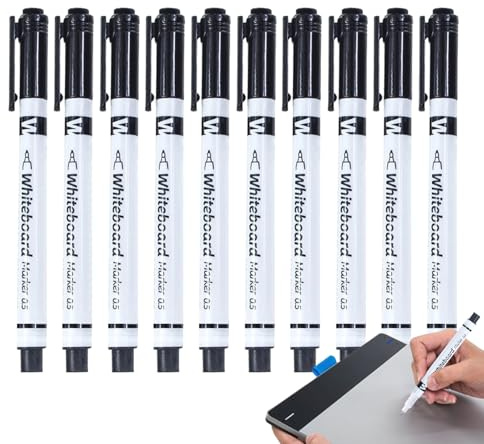 Marcadores borrables en punta fina – 10 rotuladores para pizarra blanca escolar, marcadores de escritura de punta fina de 0,5 mm, para pizarra blanca de clase, calendario, jardín de infantes y