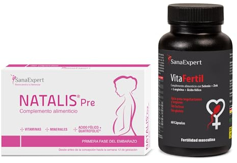 SanaExpert Pack Fertilidad Mujer y Hombre – Vitaminas y Minerales con Ácido Fólico Quatrefolic®, Zinc y L-Arginina – Fabricado en Alemania