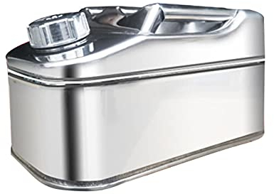 CGF- Taniche Carburante Serbatoio Carburante di scorta in Acciaio Inox da 5 l, 10 l Orizzontale con beccuccio Flessibile per Auto Piccola imbarcazione, Spessore Parete barilotto 1 mm, Argento