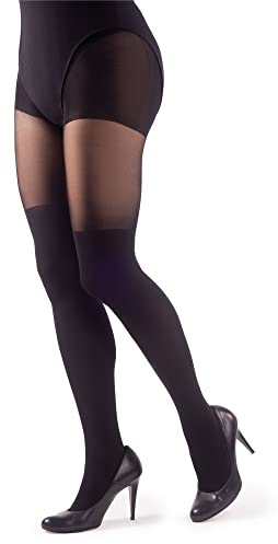 NOQ Stockings Imitation Tights Matt Semi Sheer Ladies Sexy Pantyhose Over-knee Pattern Office Date Patterned Outfit, Im In Love Nero S