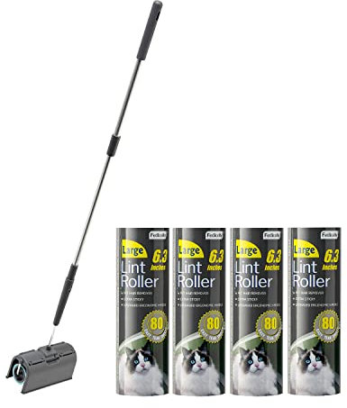 Lint Rollers Pet Hair Extra Sticky Floor with Long Handle,Large Cat Dog Hair Remover Laundry Clothes Carpet Furniture,6.3 inches Wider with 320 Sheets Giant Lint Remover Brush for Couch