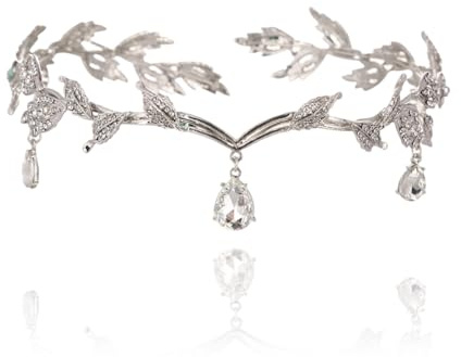 Tiara de Cristal de Boda Tiara de Corona del Rhinestone de Tiara Hermosa de Boda de Moda Tiara Nupcial de Princesa Tiara de Cristal de Mujeres（Plateado）
