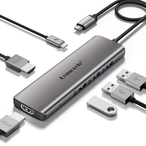 𝐔𝐩𝐠𝐫𝐚𝐝𝐞 Lemorele 6 in 1 Dual Display Aluminiumgehäuse Adapter mit Dual HDMI, 3*USB 3.0, 100W PD, USB C Hub für MacBook Air Pro M1 M2 Mac OS 10.15