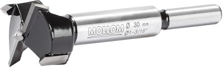 MOLLOM 30mm (1-3/16) Broca Forstner precisa con carburo YG8 de 2,0mm. Ideal para madera dura, plástico y contrachapado