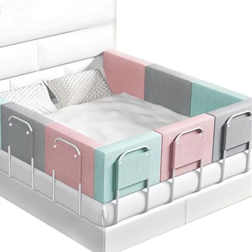 Barre de Lit, 50/60cm Protège-lit, 5 Trous Hauteur Réglable Protection Contre les Chutes pour les Enfants, Tous les Côtés Garde-corps pour Lit D'enfant et Lit Simple/double ( Color : Grau , Size : 50c