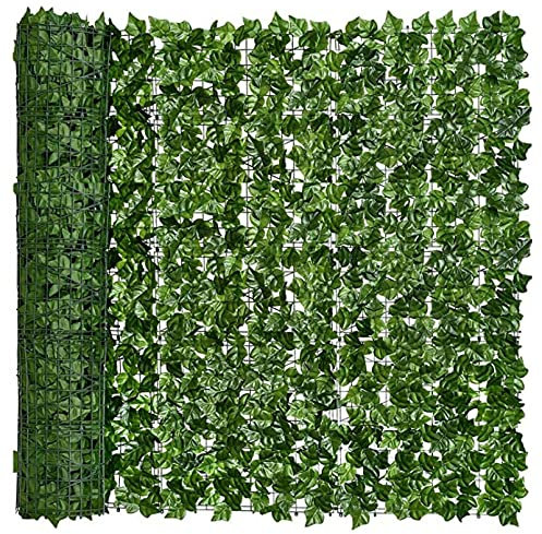 Haie artificielle verte – Treillage de jardin avec protection UV, clôture de jardin extérieure, protection solaire, 1 x 7 m pour une meilleure intimité et un attrait esthétique.