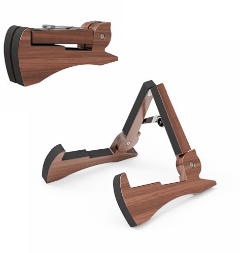 DIDA Support de guitare léger pour guitare acoustique, basse, guitares électriques, support de guitare pliable, support de guitare portable pour les voyages (palissandre)