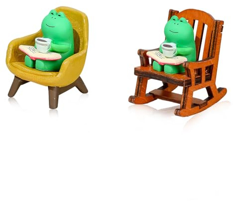 lrgnixs 2Pcs Miniature Frog Statue,Mini Frog Ornament Funny Desk Accessories,Creative Resin Frogs for Office Desk Bookshelf Decor,Decorative Home Accessories