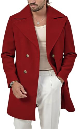 Oanviso Manteau en Laine pour Homme Long Manteaux Vintage Veste en Laine Business Trench Coat Chaud Vêtements Pardessus Parka Coupe Vent Outerwear Blousons