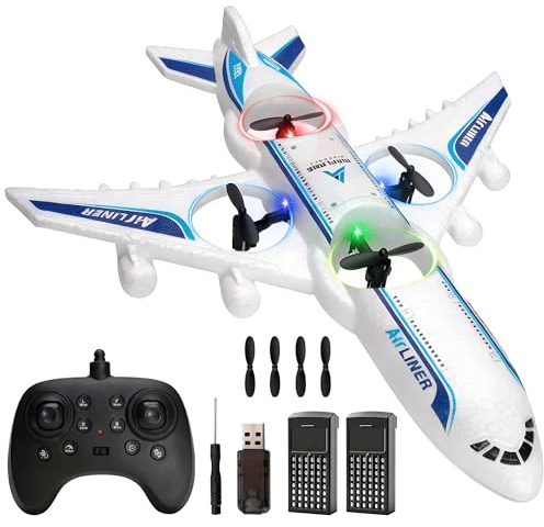 LEFEI Rc Drone Remote Control Airplane -2.4GHz Foam V17 Jet Fighter Stunt,360° Drop-Resistant Stunt Spin Remote & Light RC Airplane with 2 Batteries for Kids Boys Girls (White)