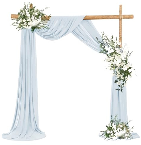Chiffon Wedding Arch Draping Fabric Solid Sheer Drapery Ceremony Reception Backdrop Curtain for Wedding(Light Blue,70X500cm)