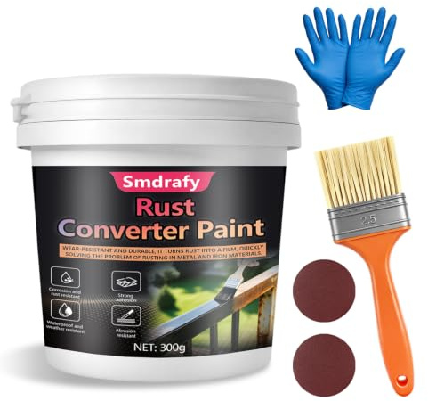 300ml 2 in 1 Convertisseur de Rouille, Dissolvant de Rouille, Peinture Noir
