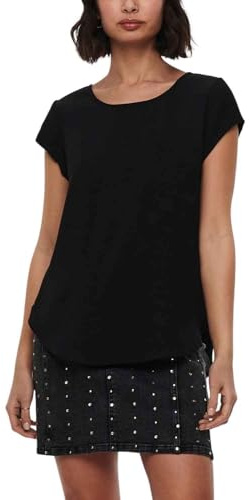 ONLY Onlvic S/S Solid Top Noos Wvn Camiseta, Mujer, Negro, 34