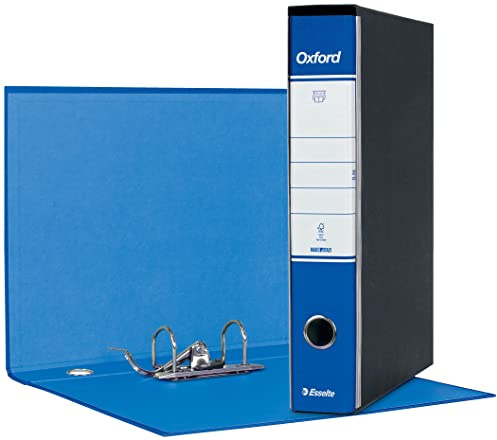 Esselte OXFORD G84 Registratore con Custodia, con Meccanismo a Leva N.1 in Formato Protocollo (23x33cm) con Dorso da 5 cm, Blu, Conf.da 8 pezzi, 390784050