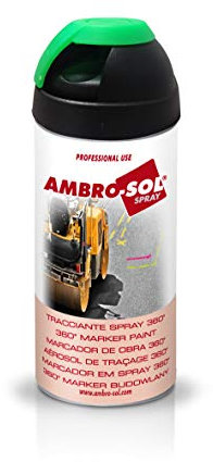 Ambro-Sol V403VERDEF Tracciante Marker Spray 360°, sia per Uso Professionale che Domestico, per Asfalti, Muri e Legno, Bomboletta Spray in Banda Stagnata Riciclabile 500 ml, Verde Fluorescente