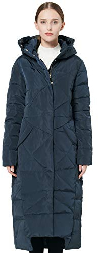 Orolay Women's Puffer Down Coat Winter Maxi Jacket with Hood Navy M