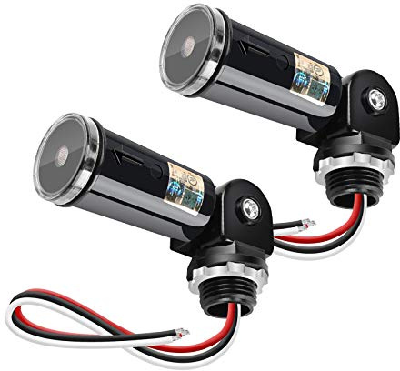 2 Pack Dusk to Dawn Sensor for Outdoor Lighting, 120-277V Photoelectric Switch, UL Listed Photocell Light Sensor Hardwired, IP65 Photocell with Swivel Mount for Most Outdoor Lighting Fixtures