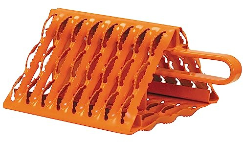 Buyers Products WC091061 Orange Powder Coated Galvanized Serrated Wheel Chock with Built-in Handle, 9 x 10 x 6 Inch, Extra Grip for Off-Road, Ice & Snow Conditions; Stable Tire & Trailer Chock