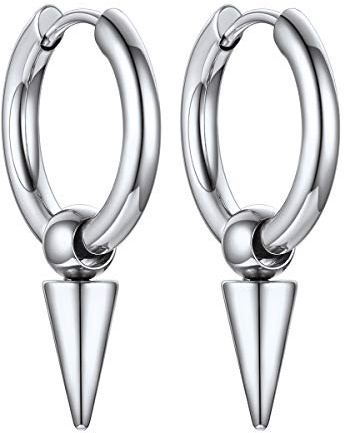 FOCALOOK Boucle d'Oreille Créole Homme Argent/Plaqué Or/Noir en Acier Inoxydable Petit Anneau Oreille Homme avec Boucle Bijou Cadeau avec Boîte