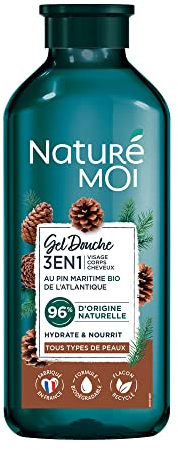 Naturé Moi - Gel doccia 3 in 1 - viso, corpo, capelli - idrata e nutre - tutti i tipi di pelle - pino marino biologico - 96% di origine naturale - Formula biodegradabile - 250 ml - Made in France