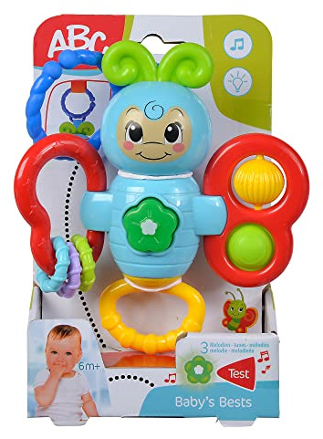 ABC 104010019 - Aktivitetsleksak Fjäril - Aktivitetsleksak i Form av en Fjäril, Fjärilen har Olika Funktioner som Ljus, Ljud och Skallra, 20 cm, Från 6 månader
